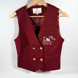 Hello Kitty Kawaii Anime Vest Sleeveless Top Sanrio Shirt Size S
